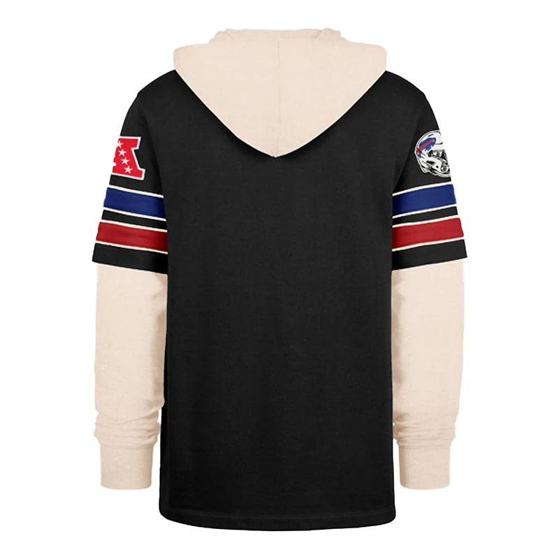 Men's '47  Black Buffalo Bills Split Zone Cornerback Duo Lacer Hoodie