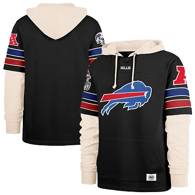 Men's '47  Black Buffalo Bills Split Zone Cornerback Duo Lacer Hoodie