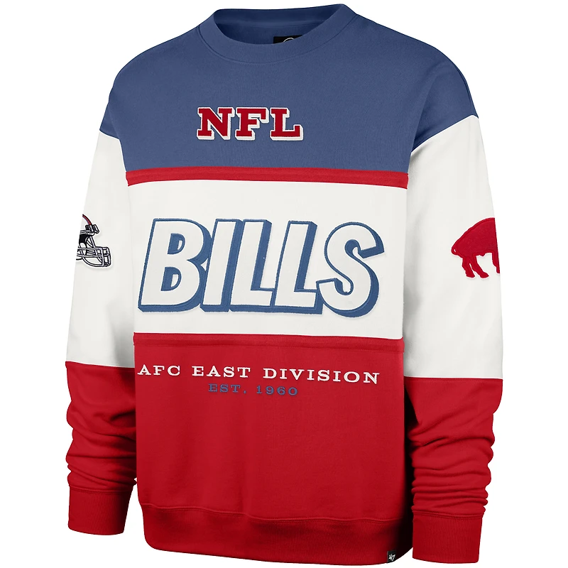 Men's '47  Royal/Red Buffalo Bills Throwback Breeze Maximalist Sweatshirt