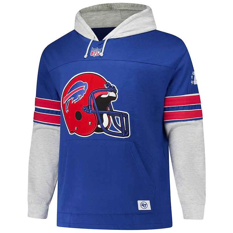 Men's '47 Royal Buffalo Bills Big & Tall Lacer Pullover Hoodie