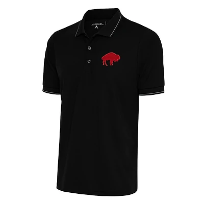 Polo rétro Antigua Black Buffalo Bills pour homme, coupe grande et taille, avec logo de l'équipe