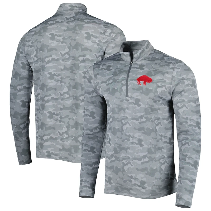 Haut à fermeture éclair quart de tour rétro Antigua Grey Buffalo Bills Brigade pour homme