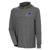 Men's Antigua  Heather Black Buffalo Bills Saga Long Sleeve Hoodie T-Shirt