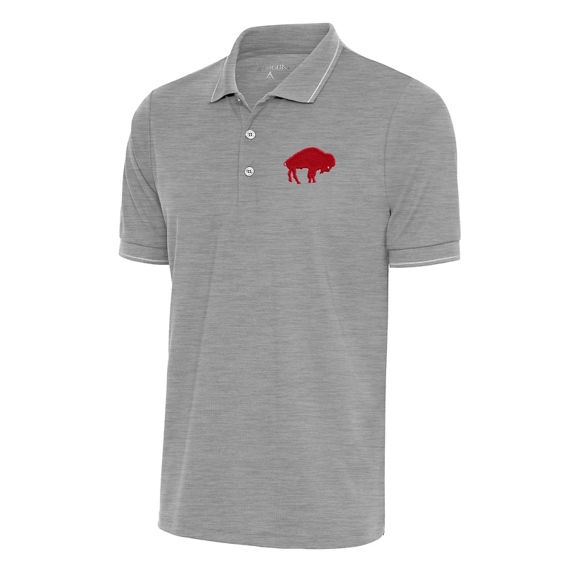 Polo rétro gris chiné Antigua pour homme avec logo de l'équipe des Buffalo Bills