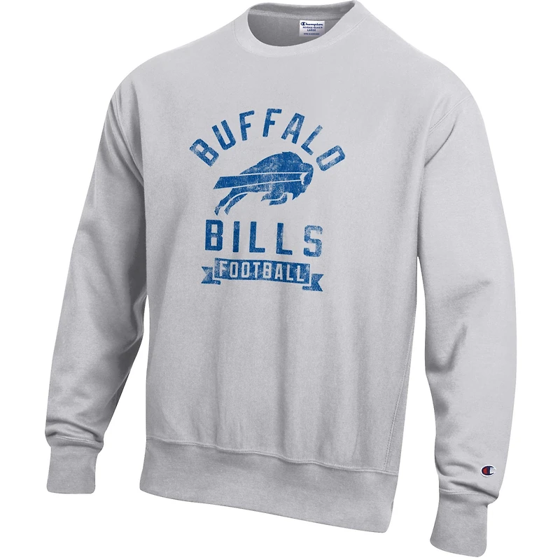 Men's Champion  Heather Gray Buffalo Bills Reverse Weave Fleece Pullover Sweatshirt