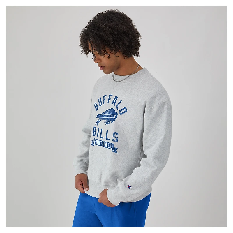 Men's Champion  Heather Gray Buffalo Bills Reverse Weave Fleece Pullover Sweatshirt