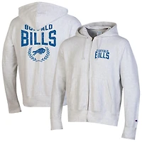 Sweat à capuche zippé intégral Champion Heather Grey Buffalo Bills pour homme