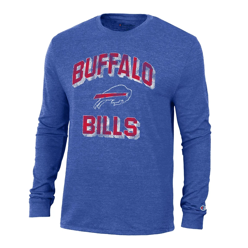 T-shirt à manches longues Champion Heather Royal Buffalo Bills Ultimate Tri-Blend pour homme