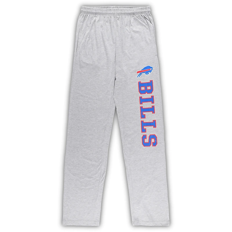 Ensemble de nuit pour homme Concepts Sport Royal/Heather Grey Buffalo Bills Big & Tall T-shirt et pantalon