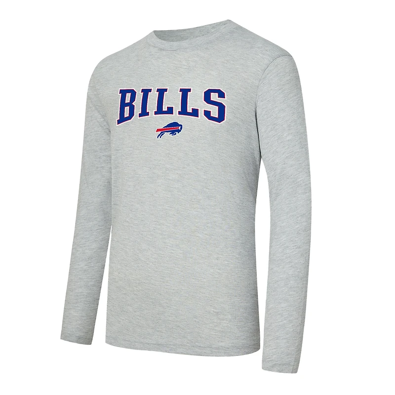 Men's Concepts Sport Royal/Heather Gray Buffalo Bills Regulate Long Sleeve T-Shirt and Plaid Pant Set