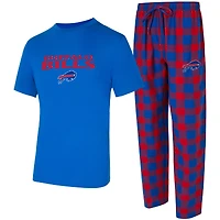 Ensemble t-shirt et pantalon en flanelle Concepts Sport Royal/Red Buffalo Bills Avondale pour homme