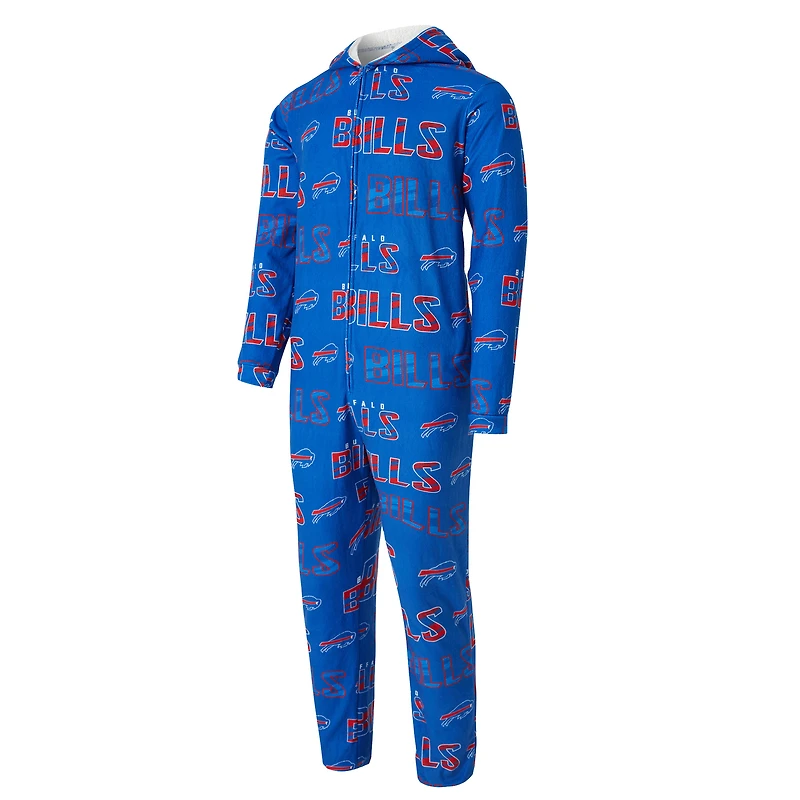 Combinaison pour homme Concepts Sport Royal Buffalo Bills Shuffle en micropolaire à imprimé intégral et fermeture éclair