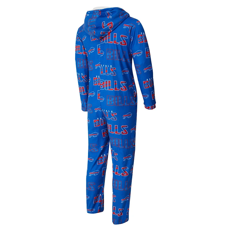 Combinaison pour homme Concepts Sport Royal Buffalo Bills Shuffle en micropolaire à imprimé intégral et fermeture éclair
