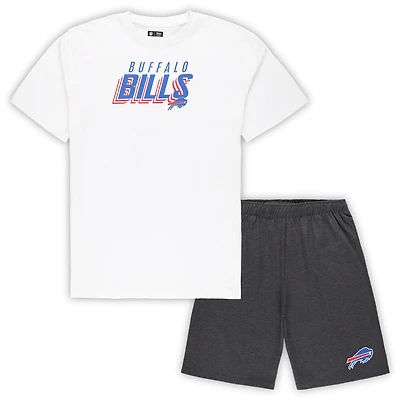 Men's Concepts Sport White/Charcoal Buffalo Bills Big & Tall Top and Shorts Set