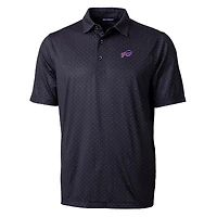 Men's Cutter & Buck Black Buffalo Bills Big Tall Pike Double Dot Stretch Polo