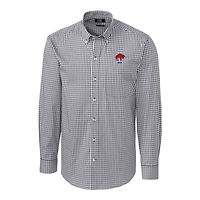 Chemise boutonnée à manches longues et col boutonné pour homme, couleur anthracite, avec logo rétro Buffalo Bills, facile d'entretien, en vichy extensible