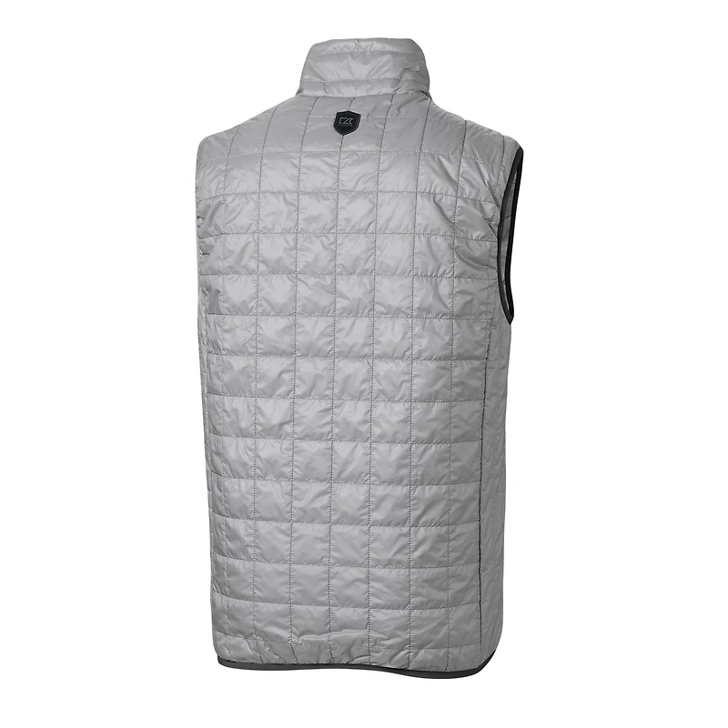Men's Cutter & Buck Gray Buffalo Bills Throwback Logo Big Tall Rainier PrimaLoft Eco Insulated Full-Zip Puffer Vest