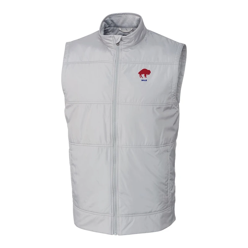 Men's Cutter & Buck Gray Buffalo Bills Throwback Logo Big Tall Stealth Hybrid Quilted Windbreaker Full-Zip Vest