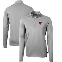 Men's Cutter & Buck Gray Buffalo Bills Throwback Logo Virtue Eco Pique Recycled Quarter-Zip Big Tall Pullover Top