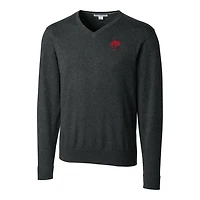 Men's Cutter & Buck Heather Charcoal Buffalo Bills Throwback Logo Lakemont Tri-Blend V-Neck Pullover Sweater