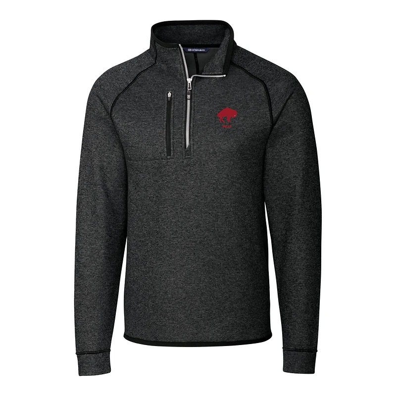 Pull-over en tricot demi-zippé avec logo rétro des Buffalo Bills pour homme, Cutter & Buck