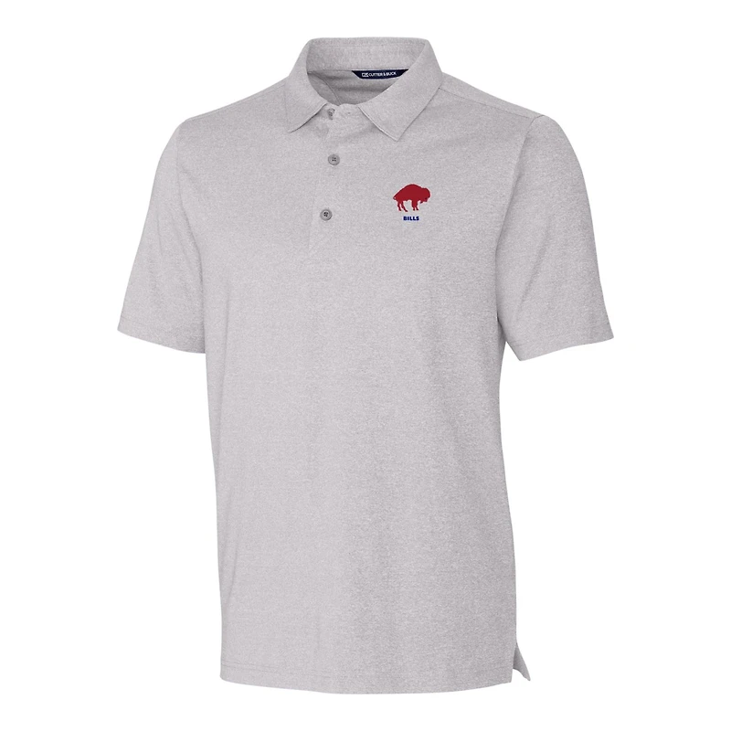 Men's Cutter & Buck Heather Gray Buffalo Bills Throwback Logo Forge Heathered Stretch Polo