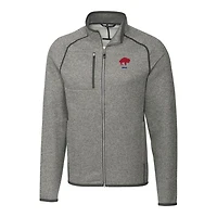 Men's Cutter & Buck Heather Gray Buffalo Bills Throwback Logo Mainsail Sweater-Knit Full-Zip Jacket