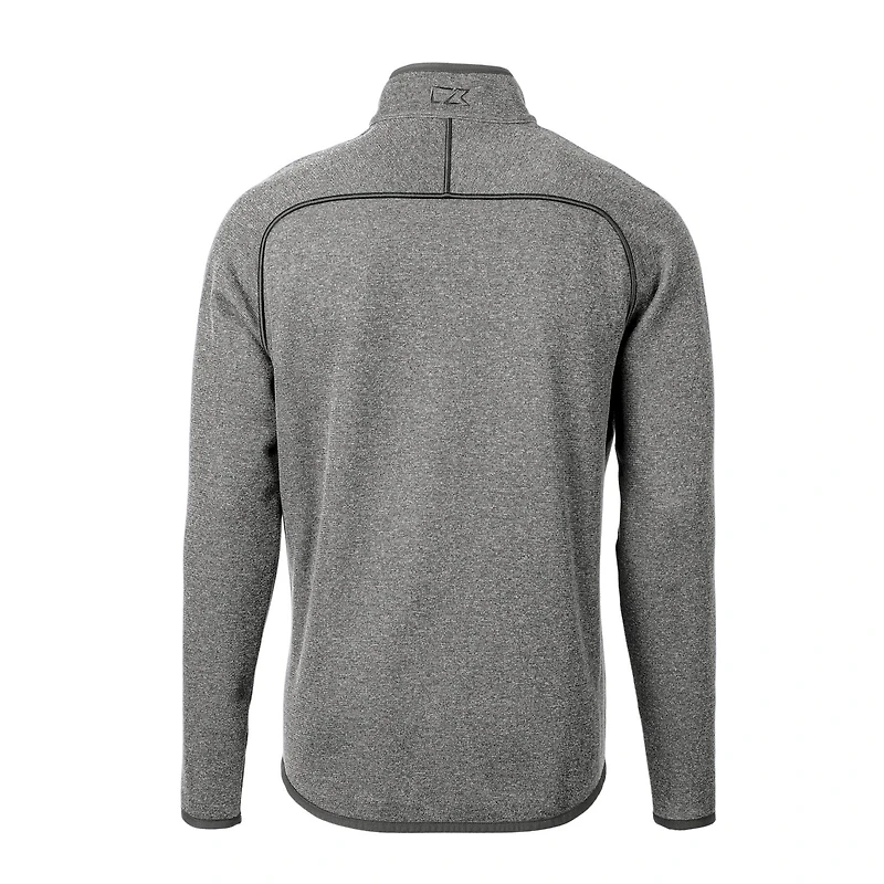 Men's Cutter & Buck Heather Gray Buffalo Bills Throwback Logo Mainsail Sweater-Knit Full-Zip Jacket