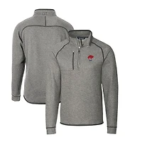Men's Cutter & Buck Heather Gray Buffalo Bills Throwback Logo Mainsail Sweater-Knit Half-Zip Pullover Jacket