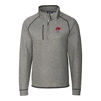 Men's Cutter & Buck Heather Gray Buffalo Bills Throwback Logo Mainsail Sweater-Knit Half-Zip Pullover Jacket