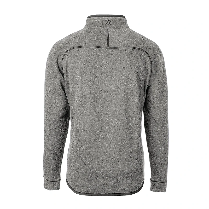 Men's Cutter & Buck Heather Gray Buffalo Bills Throwback Logo Mainsail Sweater-Knit Half-Zip Pullover Jacket