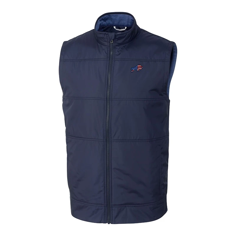 Gilet coupe-vent hybride furtif entièrement zippé pour homme, bleu marine, des Buffalo Bills, de grande taille
