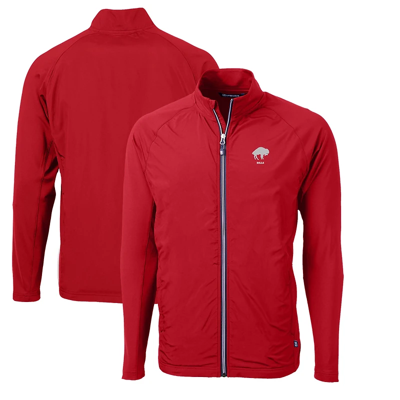 Men's Cutter & Buck Red Buffalo Bills Adapt Eco Knit Hybrid Recycled Big Tall Full-Zip Throwback Jacket