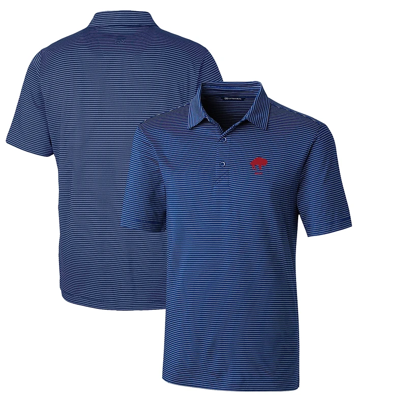 Polo à rayures fines stretch Cutter & Buck Royal Buffalo Bills pour homme, grandes tailles, logo rétro.