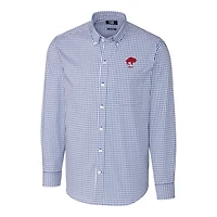Men's Cutter & Buck Royal Buffalo Bills Throwback Logo Easy Care Stretch Gingham Big Tall Long Sleeve Button-Down Shirt