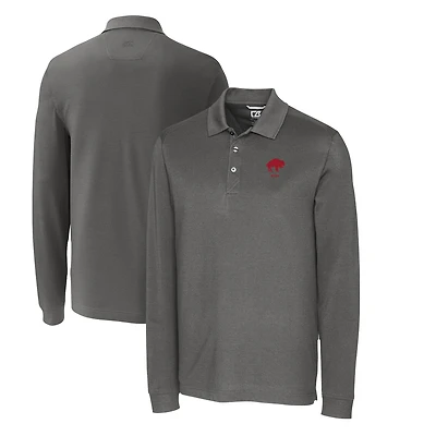 Polo rétro à manches longues en piqué tri-blend Advantage pour homme, Cutter & Buck Steel, Buffalo Bills