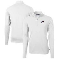 Men's Cutter & Buck White Buffalo Bills Big Tall Virtue Eco Pique Recycled Quarter-Zip Jacket