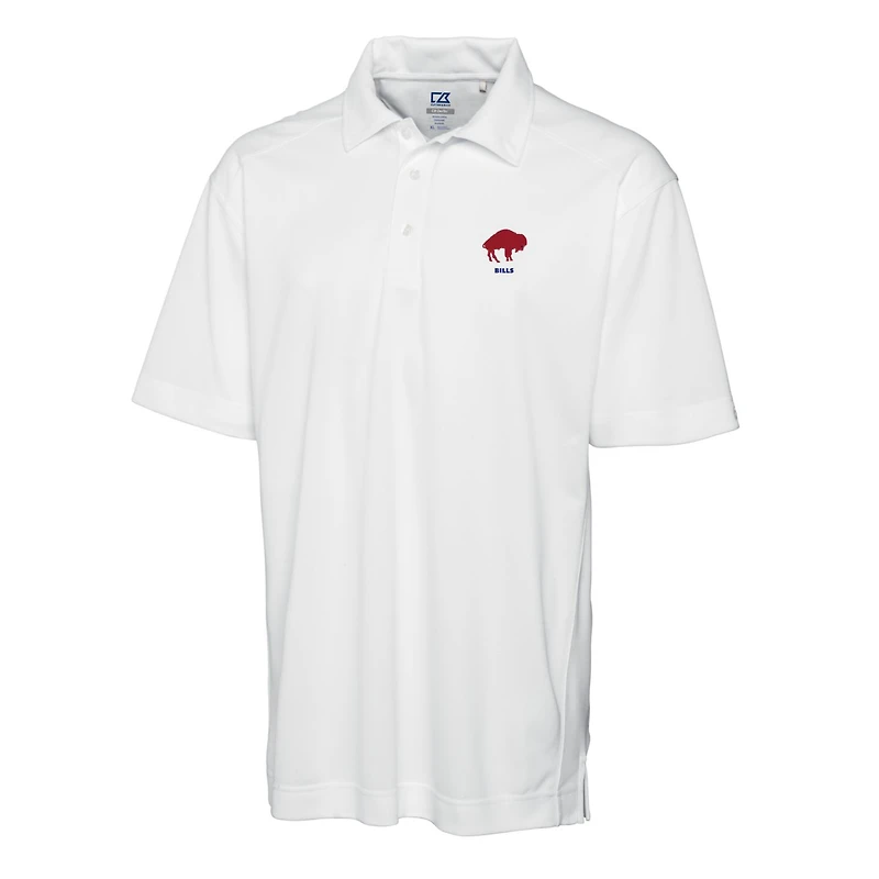 Men's Cutter & Buck White Buffalo Bills Throwback Logo DryTec Genre Textured Solid Polo