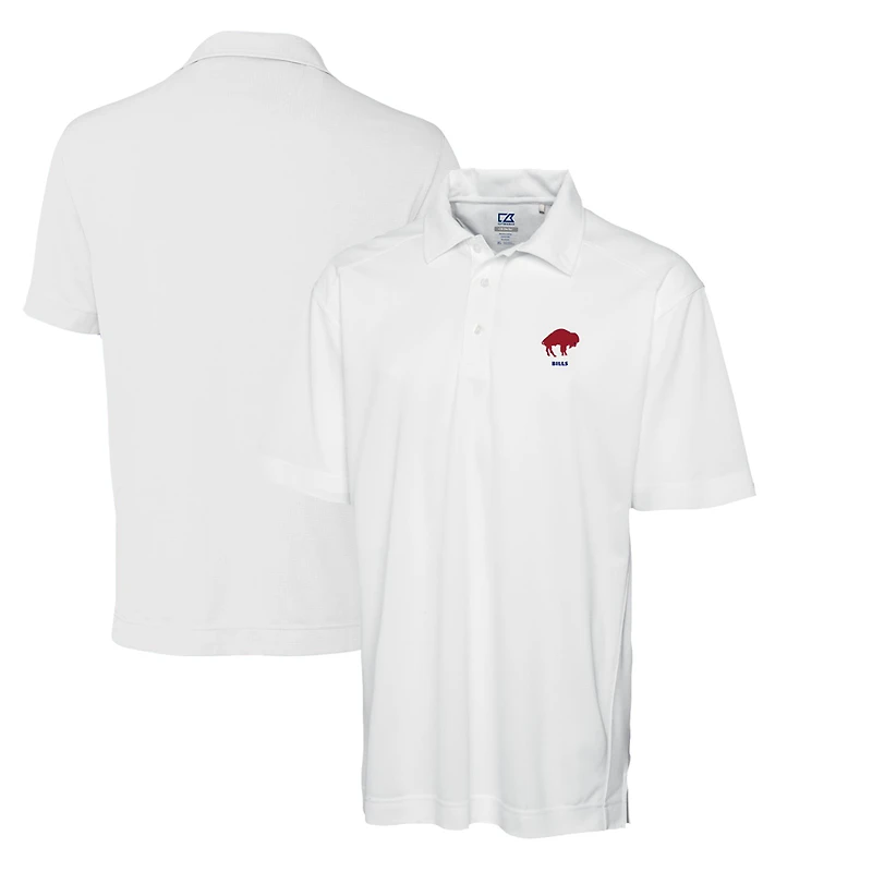 Men's Cutter & Buck White Buffalo Bills Throwback Logo DryTec Genre Textured Solid Polo