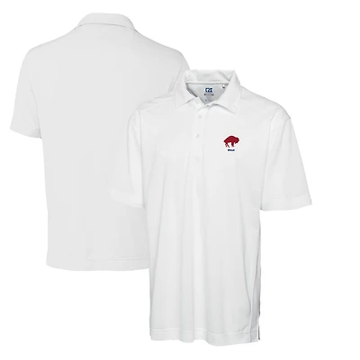 Men's Cutter & Buck White Buffalo Bills Throwback Logo DryTec Genre Textured Solid Polo