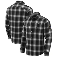 Men's Darius Rucker Collection by Fanatics Black Buffalo Bills Flannel Plaid Full-Snap Shirt