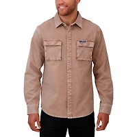 Men's Darius Rucker Collection by Fanatics Brown Buffalo Bills Garment Dyed Long Sleeve Full Snap Shirt