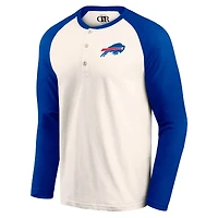 T-shirt Henley raglan pour homme Darius Rucker Collection by Fanatics crème/bleu royal des Buffalo Bills