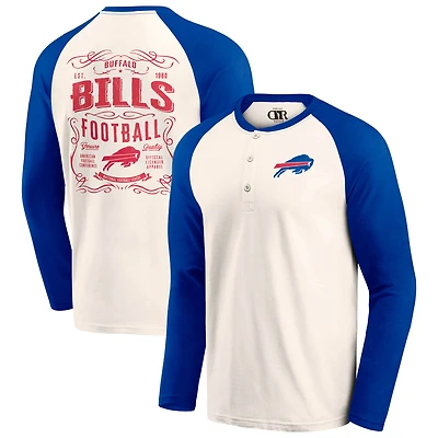Men's Darius Rucker Collection by Fanatics Cream/Royal Buffalo Bills Raglan Henley T-Shirt