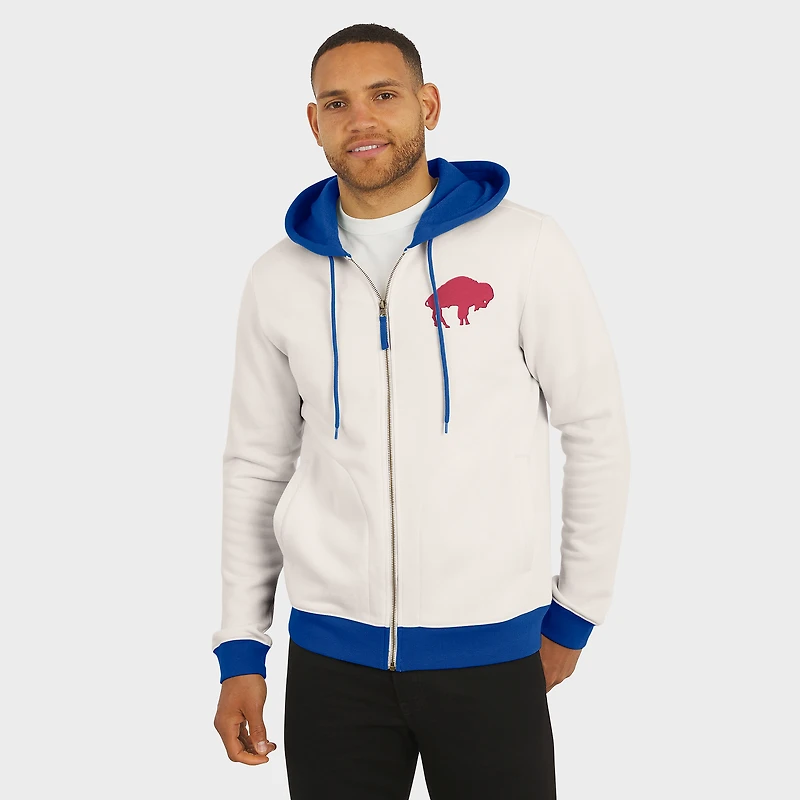 Sweat à capuche zippé crème pour homme de la collection Darius Rucker Fanatics, motif Buffalo Bills, effet vieilli