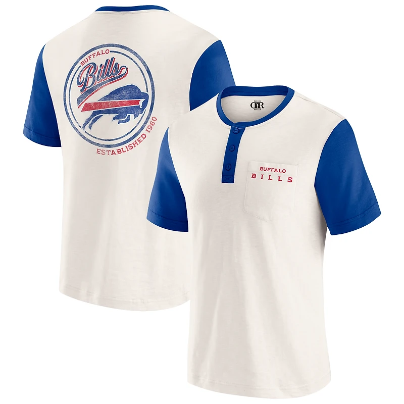 T-shirt Henley Buffalo Bills crème à poche colorblock flammé pour homme, collection Darius Rucker par Fanatics