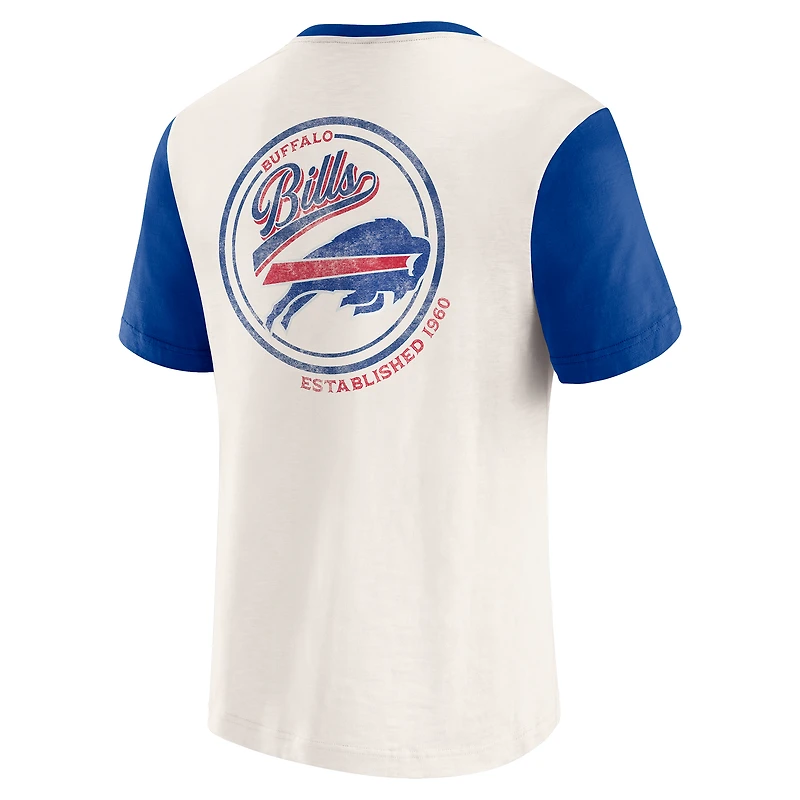 Men's Darius Rucker Collection by Fanatics Cream Buffalo Bills Henley Colorblock Slub Pocket T-Shirt