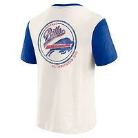 Men's Darius Rucker Collection by Fanatics Cream Buffalo Bills Henley Colorblock Slub Pocket T-Shirt