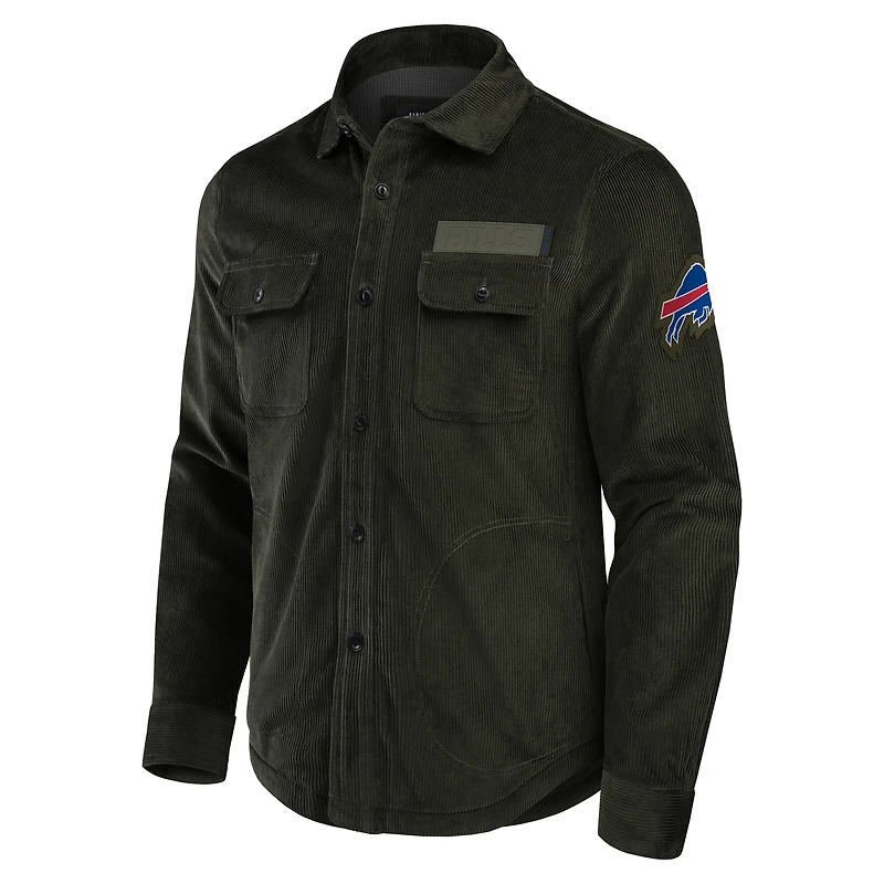 Veste-chemise en velours côtelé vert foncé pour homme de la collection Darius Rucker Fanatics, Buffalo Bills