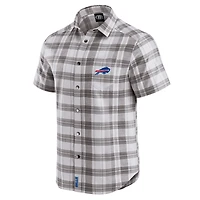 Chemise boutonnée à manches courtes et carreaux gris pour homme, collection Darius Rucker par Fanatics, Buffalo Bills